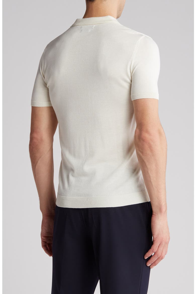 Textured Sweater Knit Polo, Alternate, color, CREAM