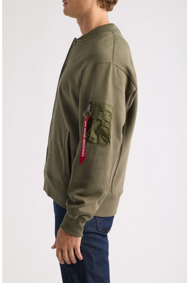 MA-1 Snap Front Sweatshirt, Alternate, color, OG-107 GREEN
