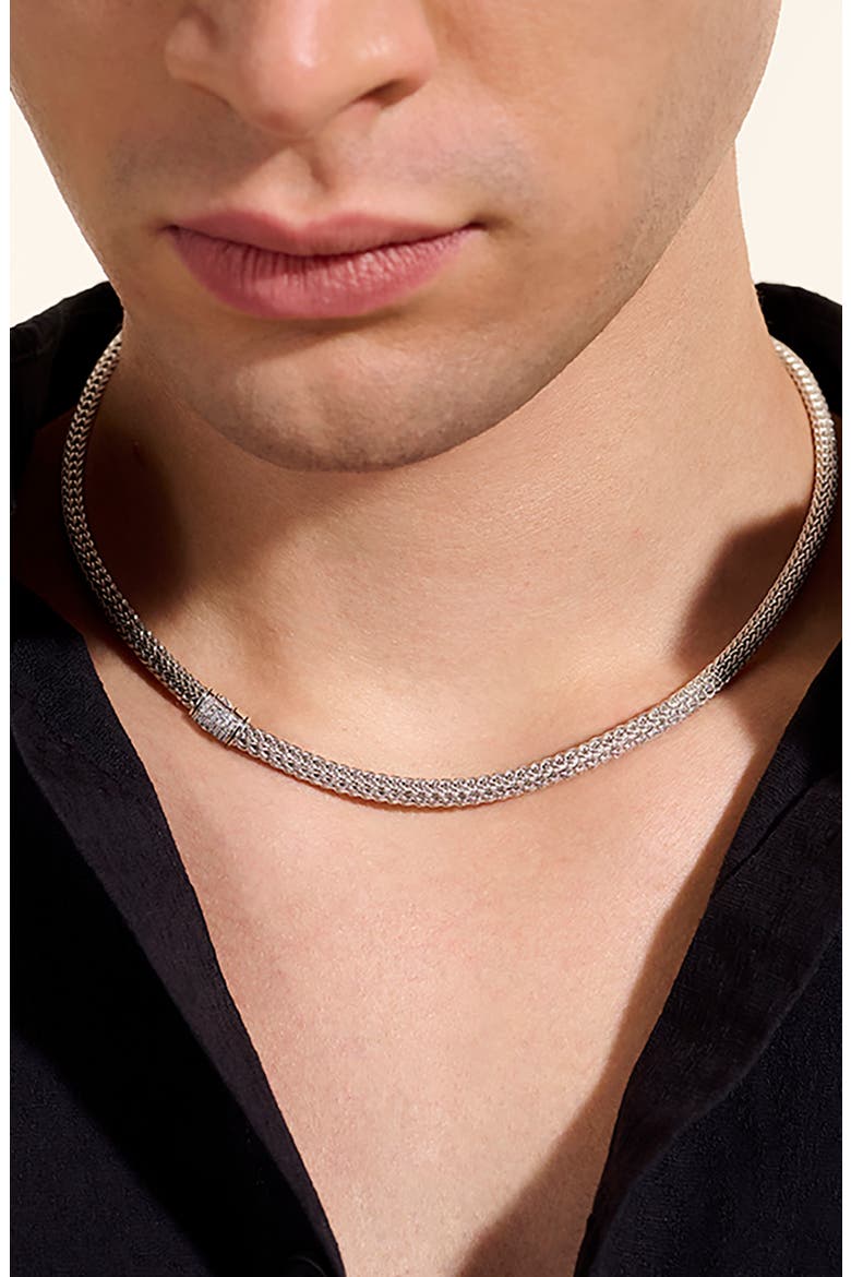 Icon Necklace, Sterling Silver, Pavé Diamond, Alternate, color, SILVER