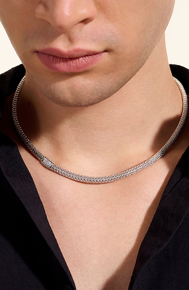 John Hardy Icon Necklace, Sterling Silver, Pavé Diamond, Alternate, color, Silver