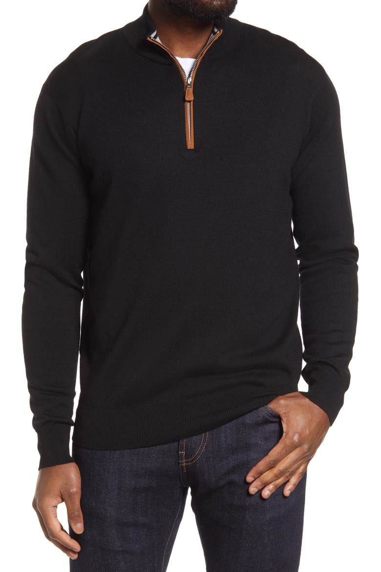 Crown Regular Fit Quarter Zip Pullover, Main, color, BLACK CAVIAR