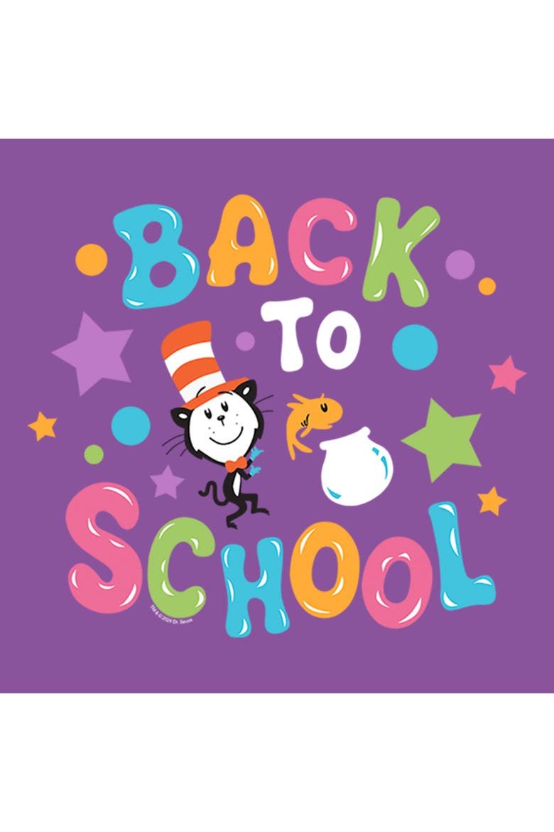 Girl's Dr. Seuss Colorful Back To School  Graphic T-Shirt, Alternate, color, Purple Berry