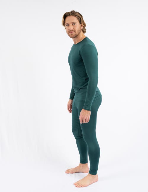 Leveret Solid Thermal Pajama Set In Green