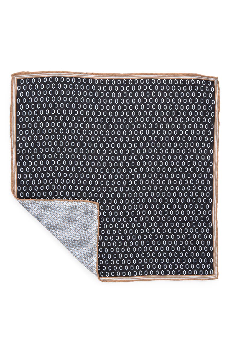BOSS Geometric Pocket Square, Alternate, color, Dark Blue