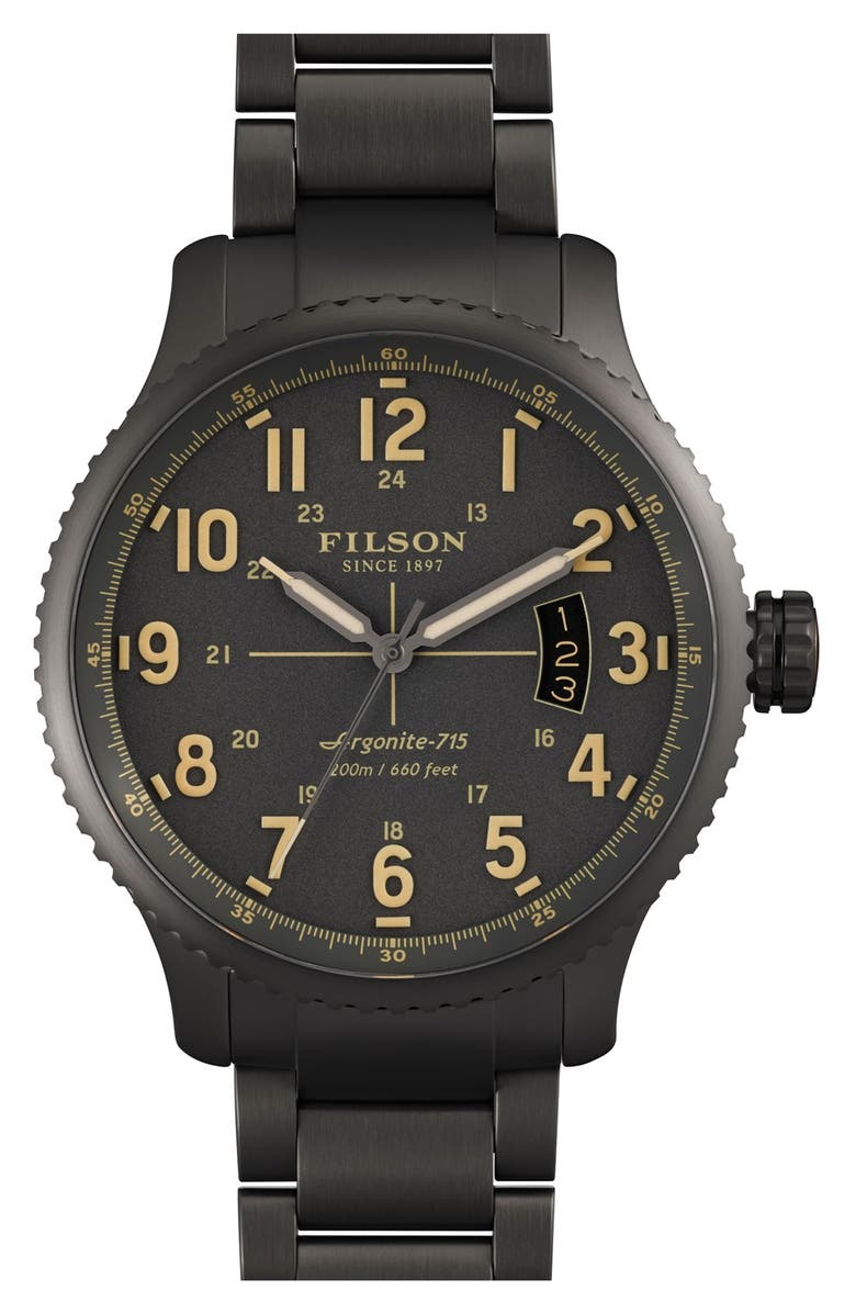 Filson 'The Mackinaw Field' Bracelet Watch, 43mm, Main, color, 