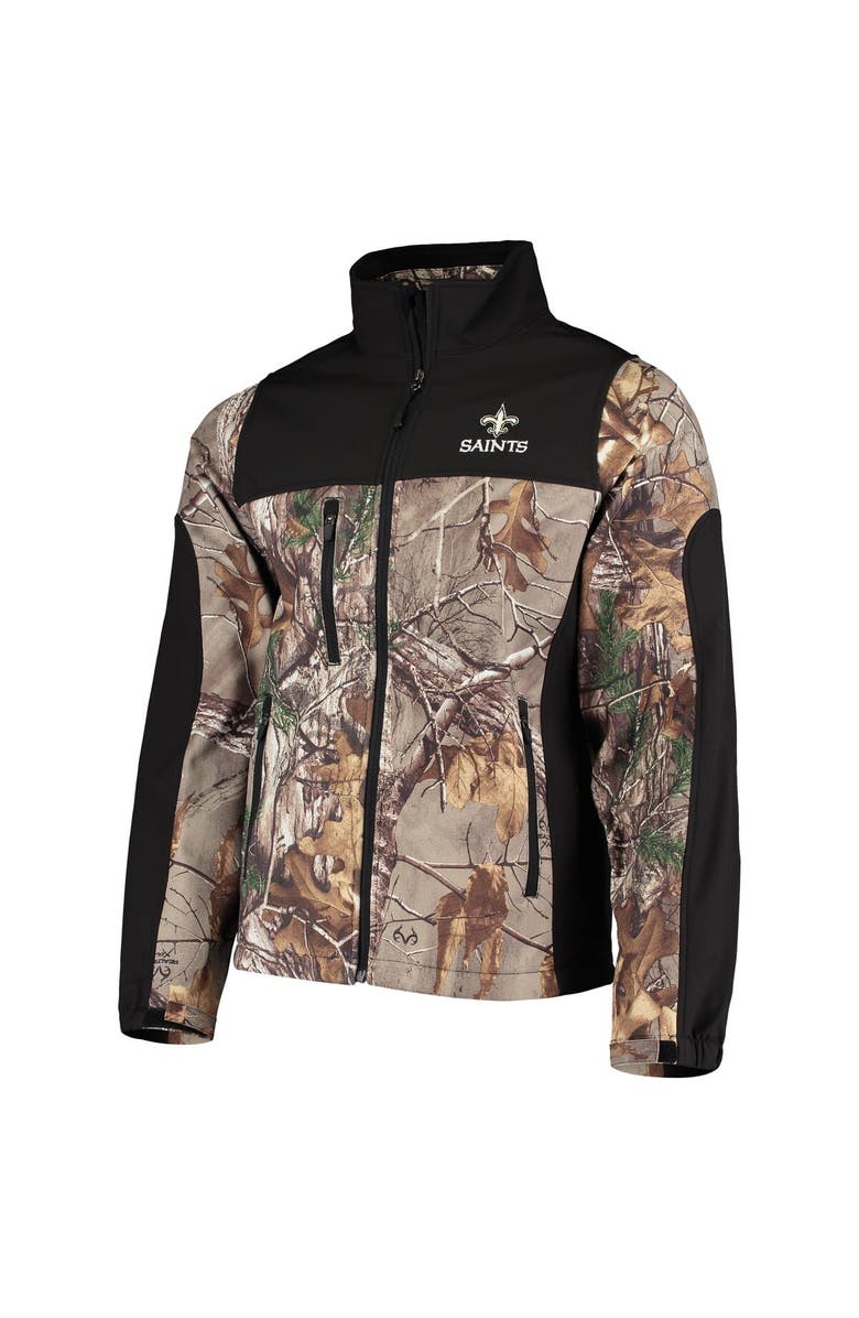 DUNBROOKE Men's Dunbrooke Realtree Camo/Black New Orleans Saints Circle Hunter Softshell Full-Zip Jacket, Alternate, color, 
