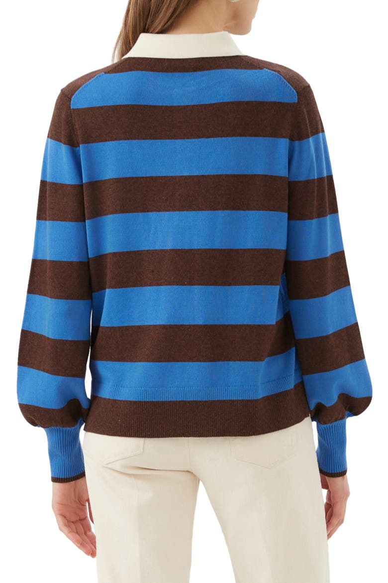 Game Day Striped Sweater, Alternate, color, CHOCOLATE/ SKY