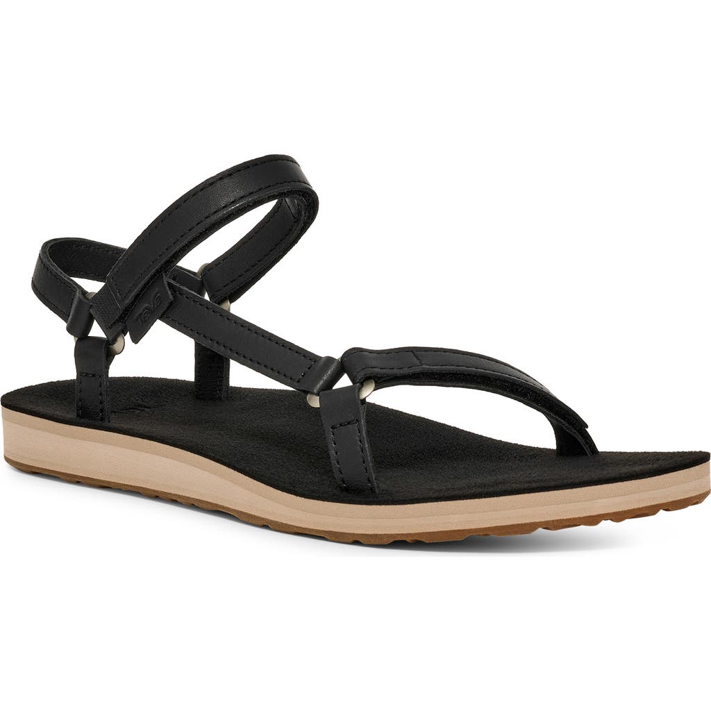 Teva Original Universal Slim Leather Sandal In Black