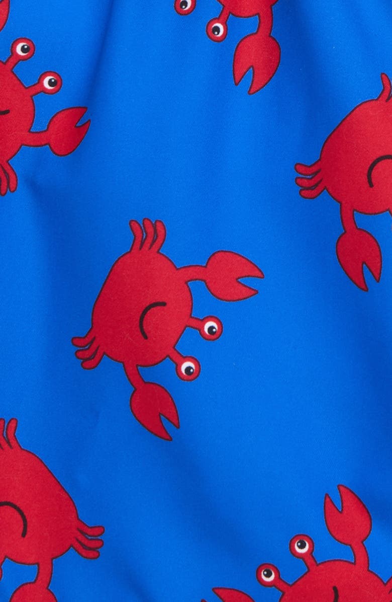 Little Me Crab Print Swim Trunks, Alternate, color,