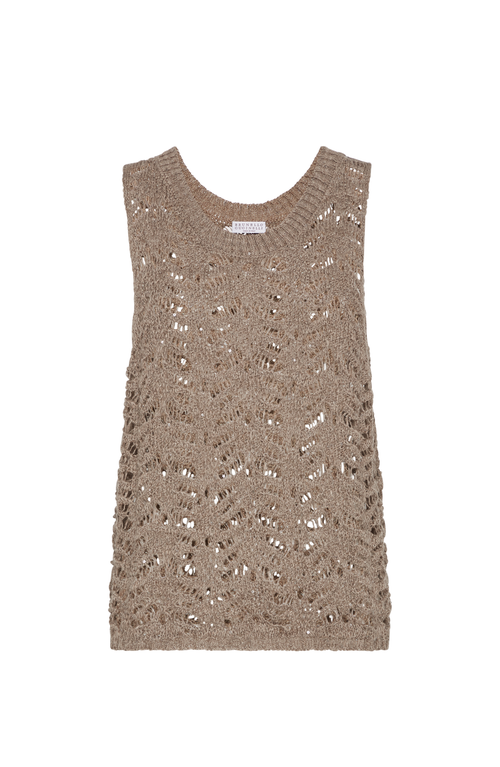 Brunello Cucinelli Sleeveless Knitted Vest In Light Brown