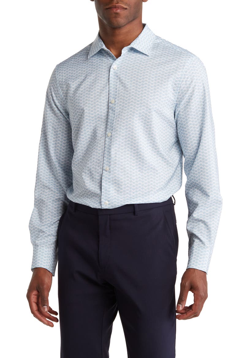 Slim Fit Geo Print Dress Shirt, Main, color, CELESTIAL BLUE