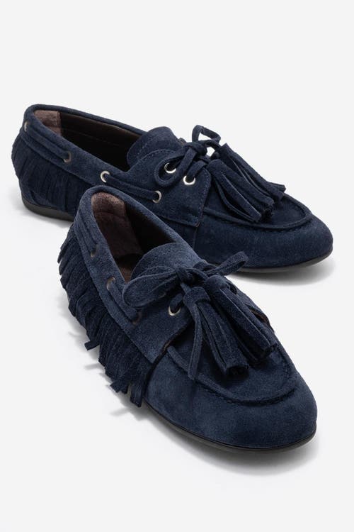 Forever & Always Shoes Fenora Leather Tassel Loafer In Blue