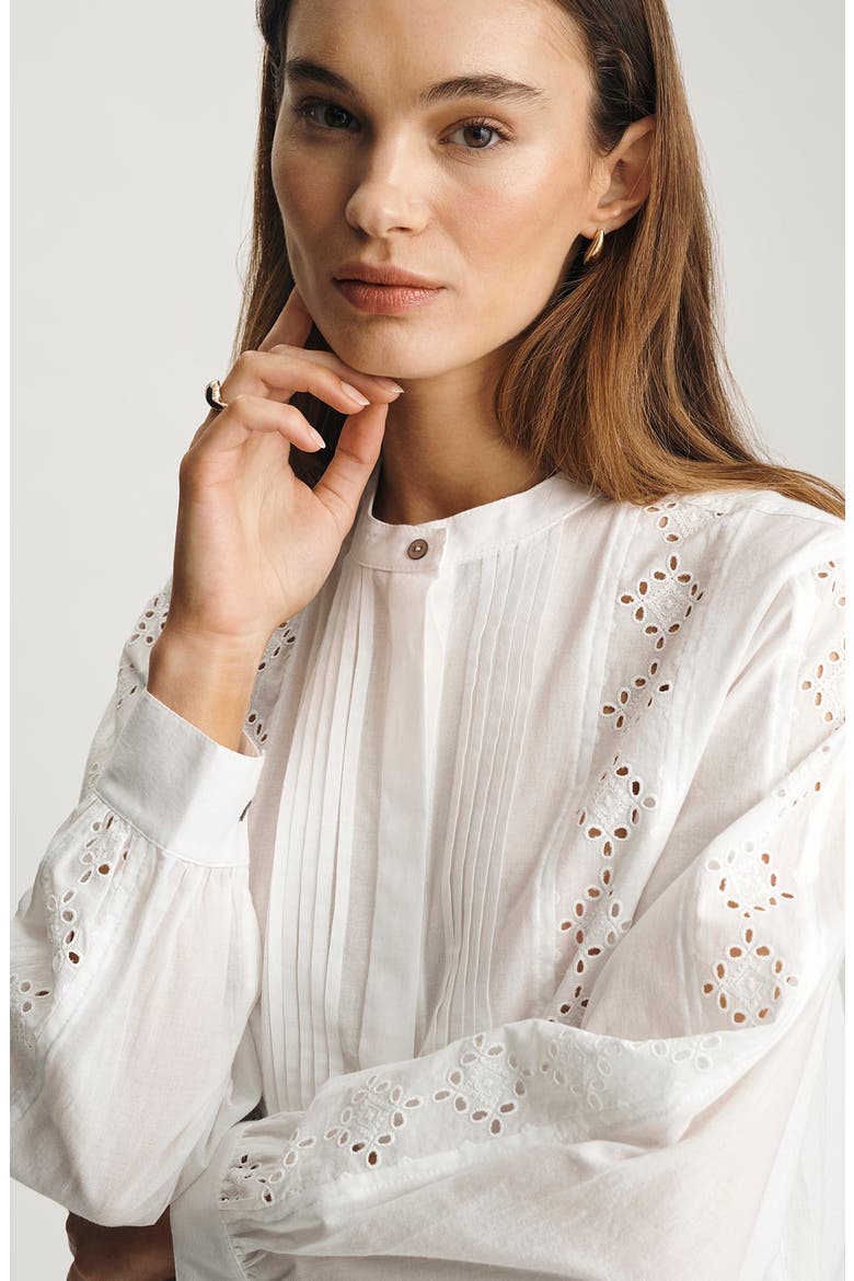 Pintuck & Eyelet Shirt, Alternate, color, WHITE