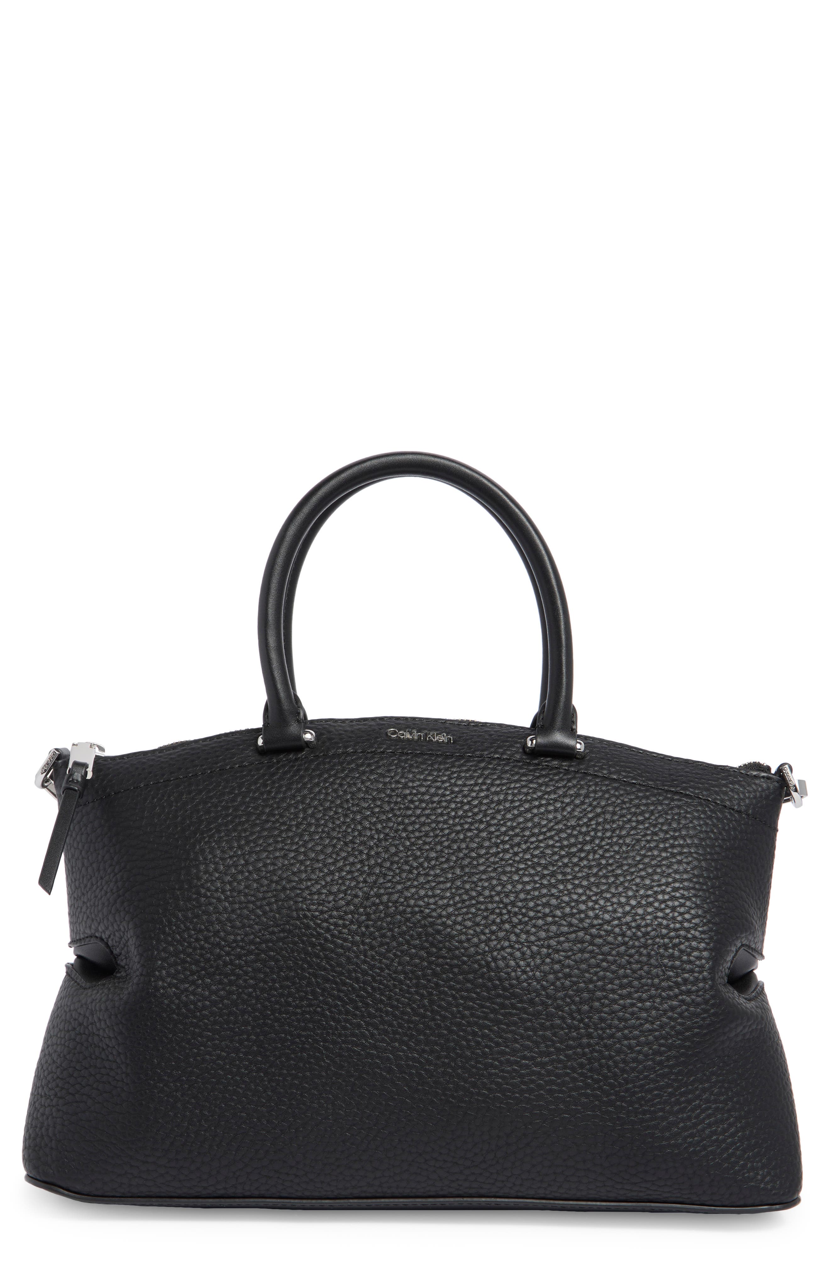Calvin Klein Cypress Satchel Bag, Main, color, Black/ Silver