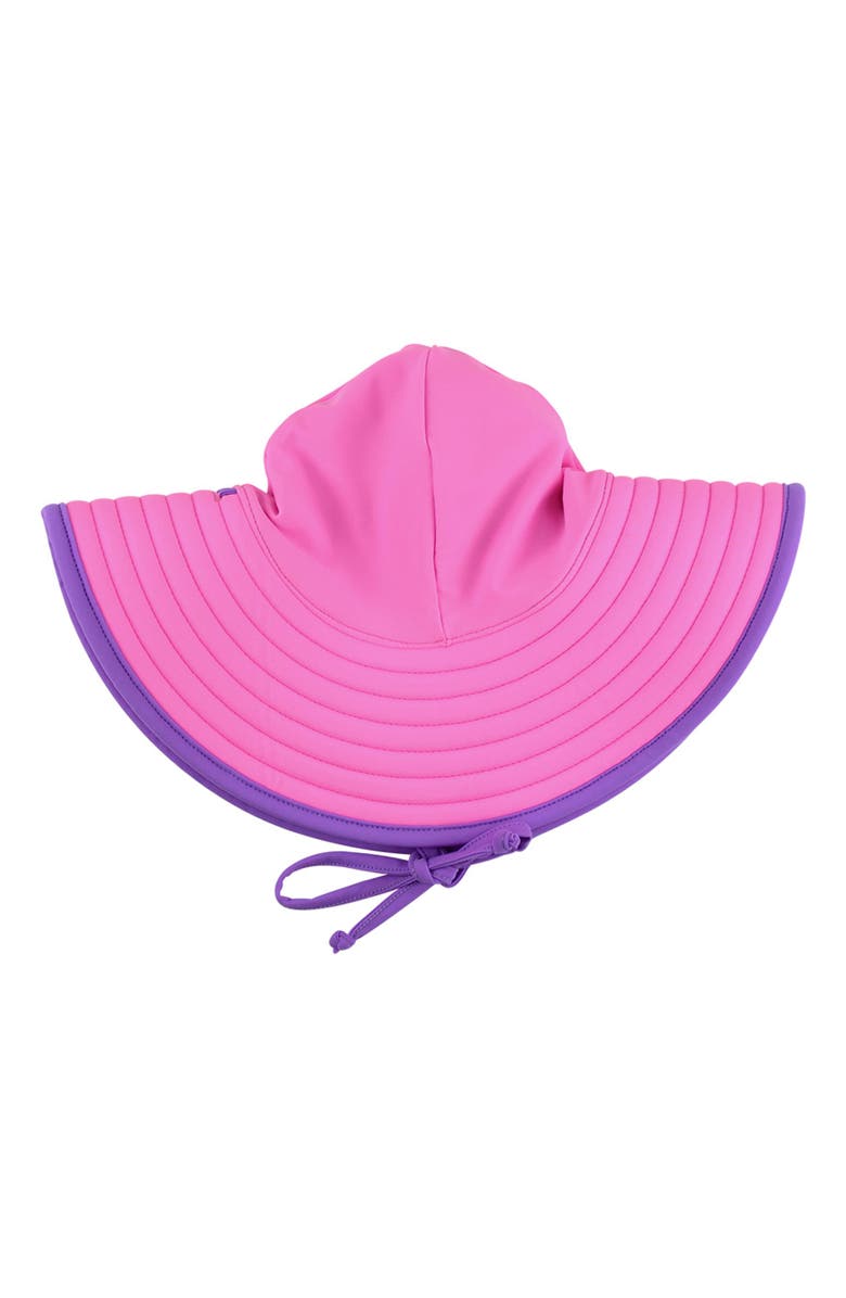 RuffleButts Girls UPF50+ Sun Protected Swim Hat, Alternate, color, Neon Purple & Pink