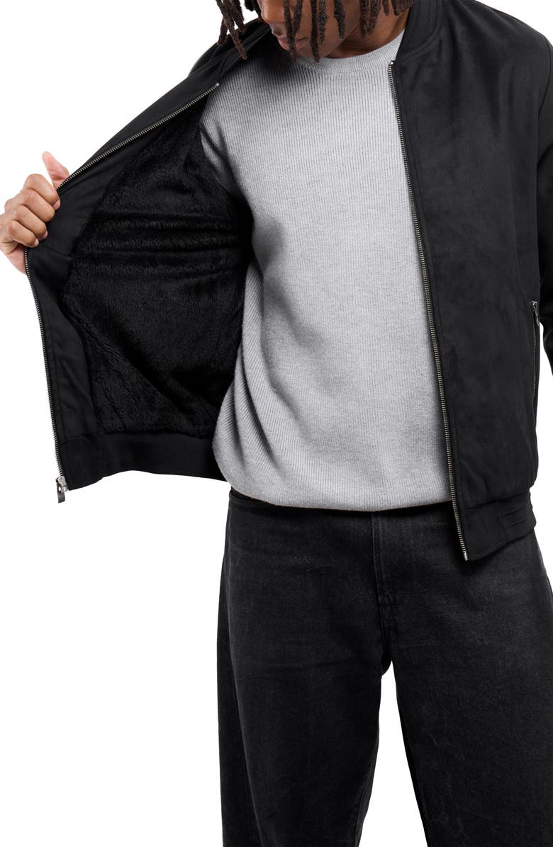 XRAY Faux Fur Lined Faux Suede Jacket, Alternate, color, Black