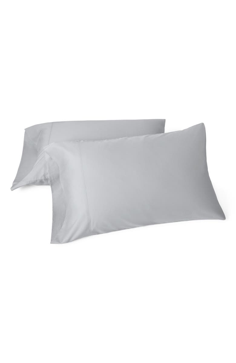 Coyuchi Cloud Soft Set of 2 Organic Cotton Sateen Pillowcases, Main, color, Stone Scalloped