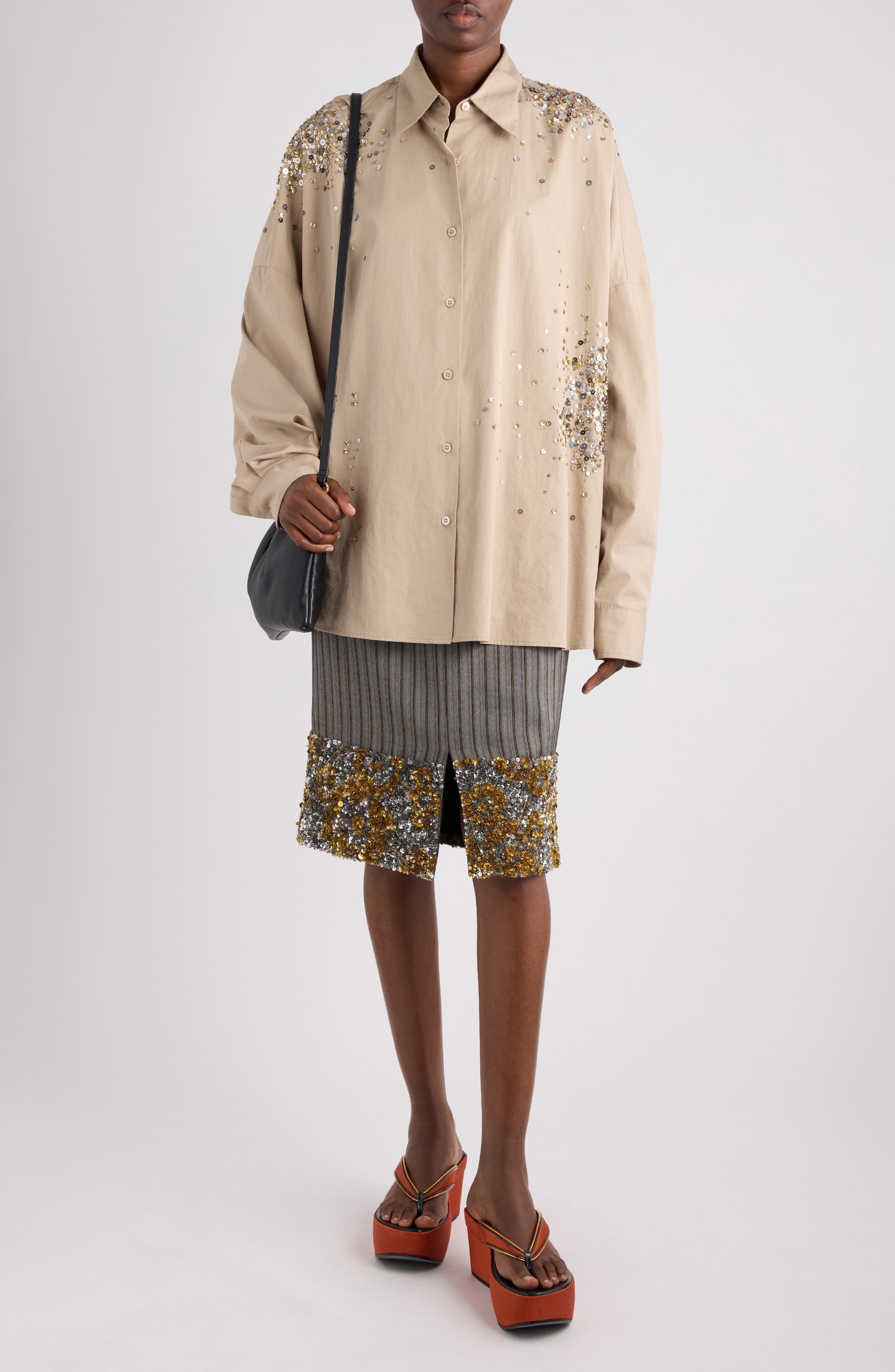 Firework Embroidered Cotton Poplin Button-Up Shirt - image 2