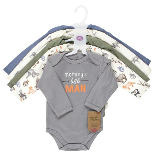 Touched By Nature 5pk Long Sleeve Organic Bodysuits In Multi