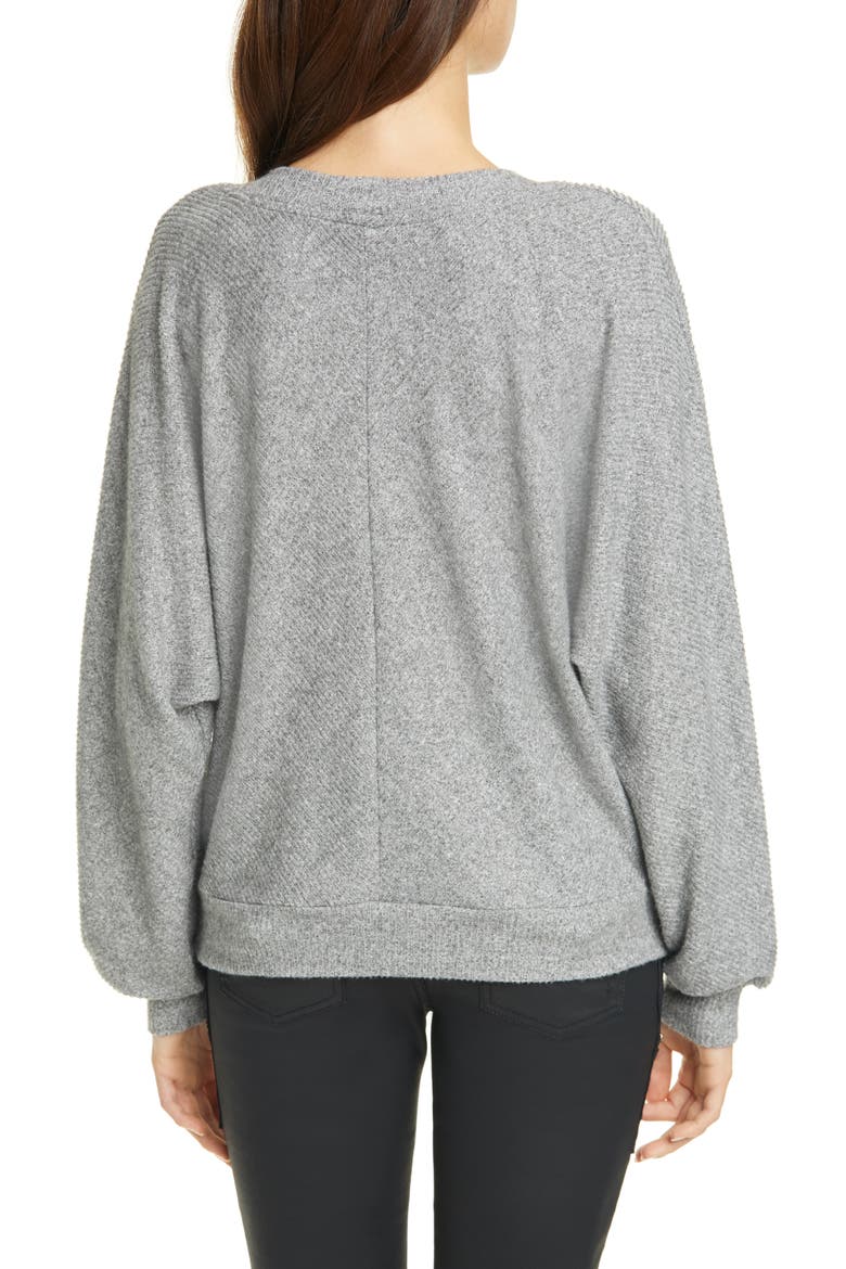 Uni Ribbed V-Neck Top, Alternate, color, HEATHER GREY