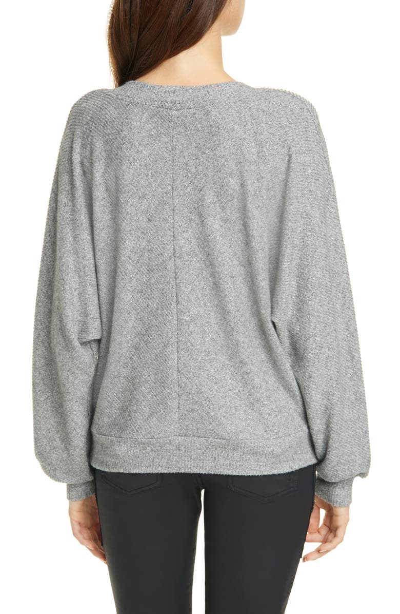 Joie Uni Ribbed V-Neck Top, Alternate, color, Heather Grey