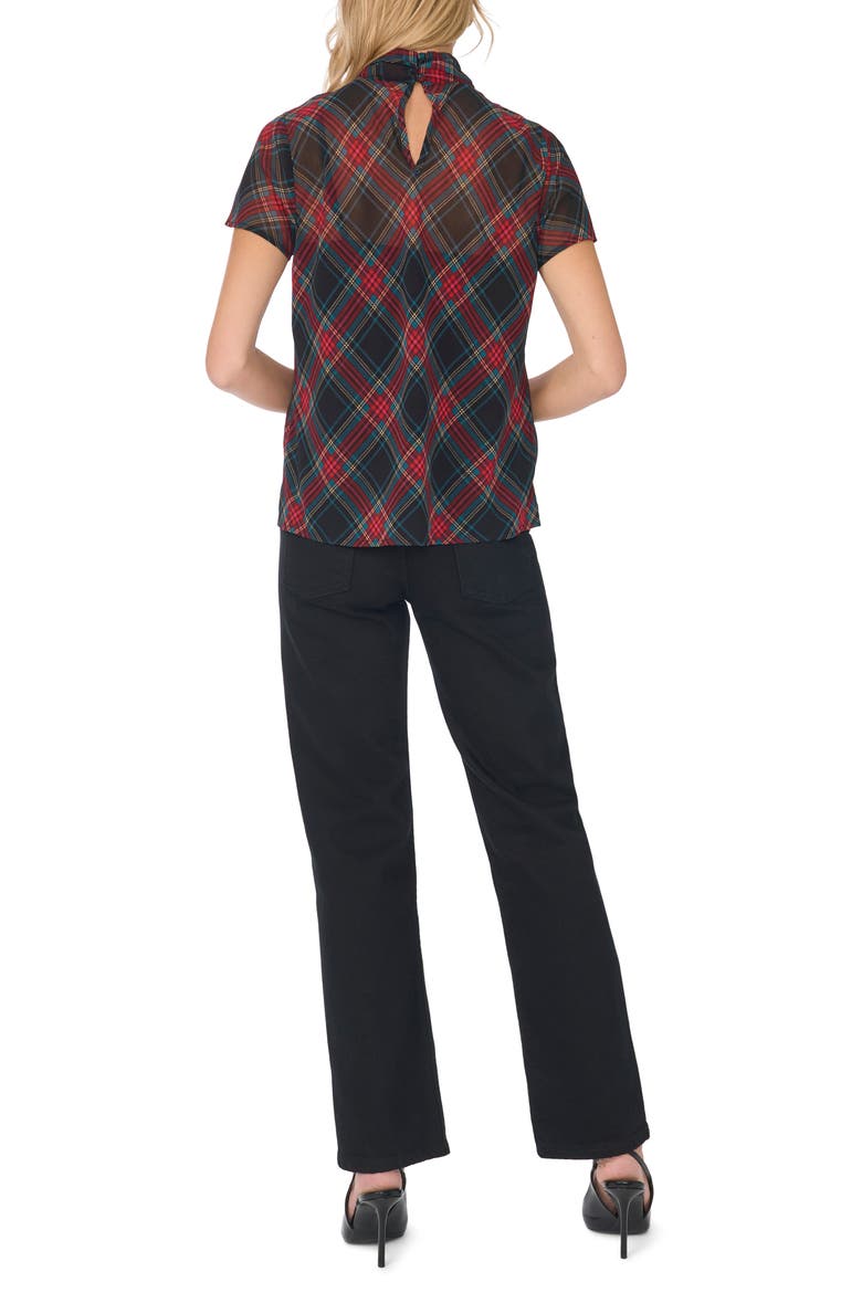 Shirred Mock Neck Chiffon Top, Alternate, color, RICH BLACK