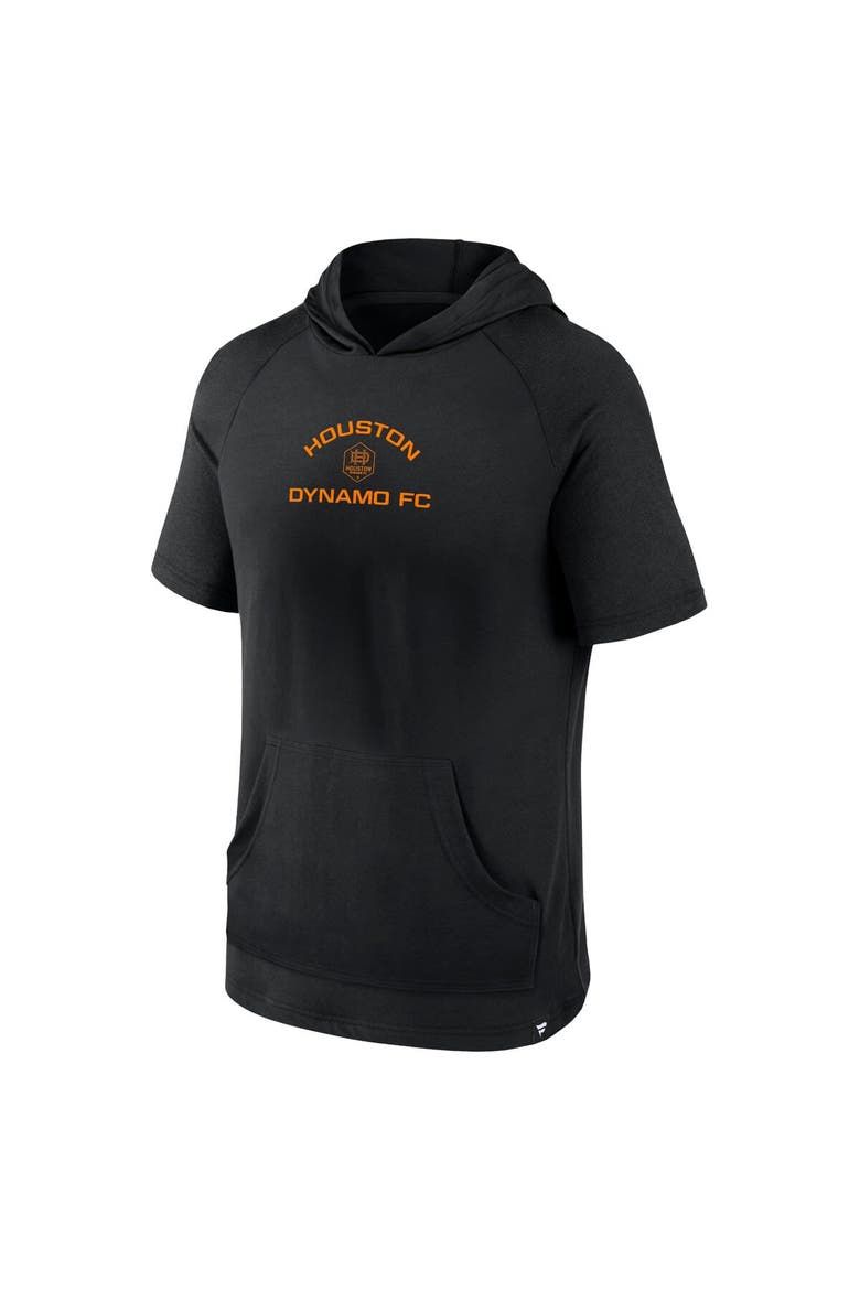 Men's Fanatics Branded Black Houston Dynamo FC Match Raglan Short Sleeve Pullover Hoodie, Alternate, color, Black