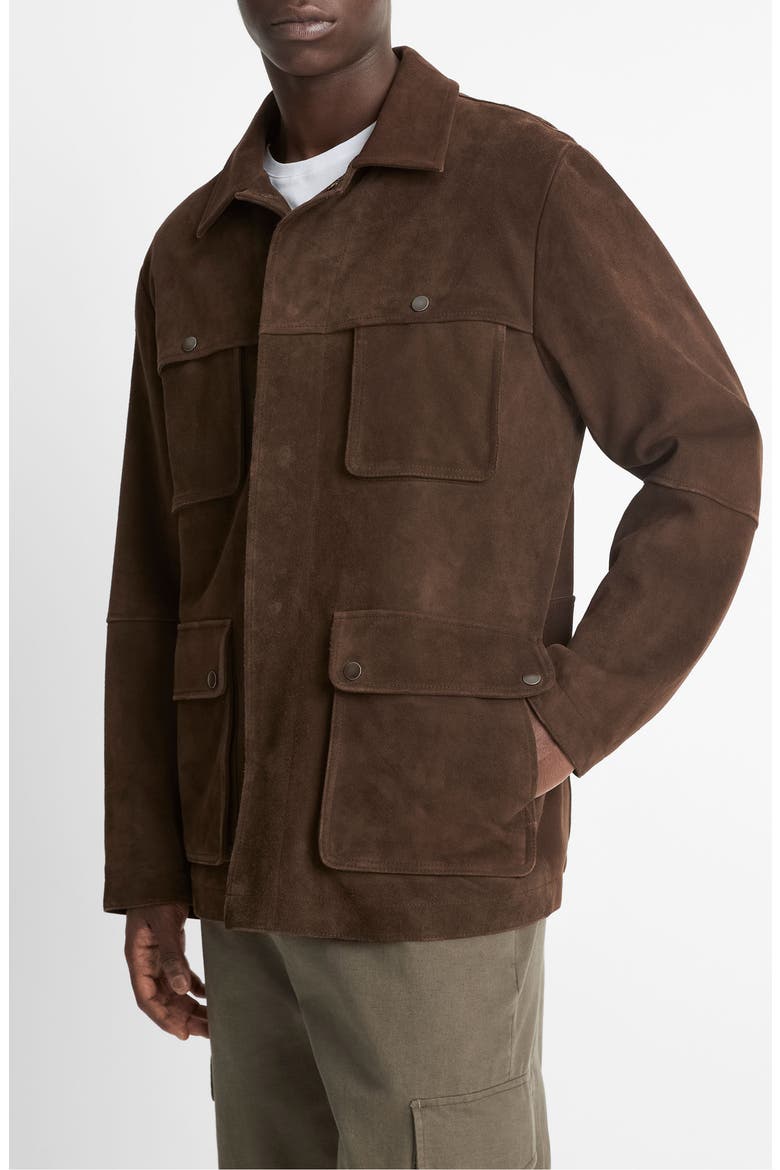 Suede Hunter Jacket, Main, color, DARK BROWN