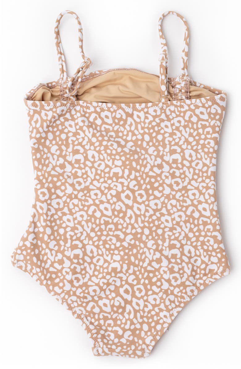 Shade Critters Kids' Ditsy Leopard Ruched One-Piece UPF 50+ Swimsuit, Alternate, color, Brown