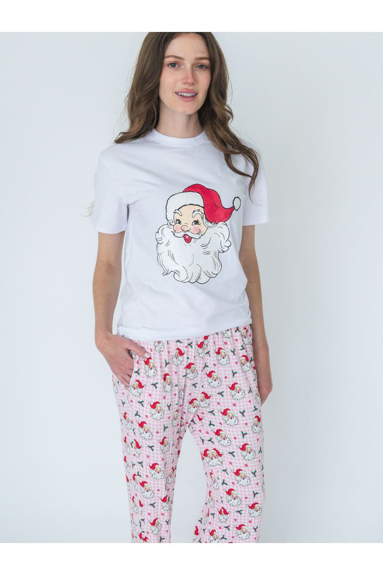 SoftSnooze Gender Inclusive Adult Pajama Pants, Alternate, color, Pink Dear Santa