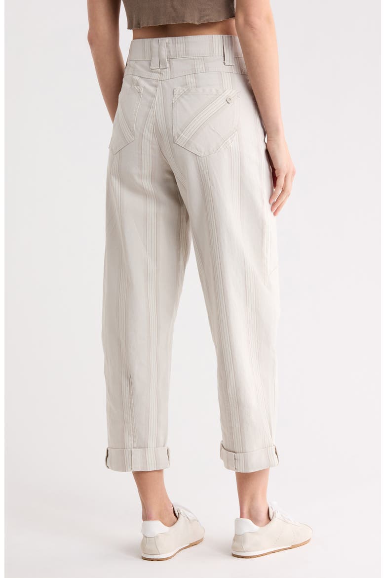 Stripe Cuffed Crop Barrel Leg Pants, Alternate, color, ECRU STRIPE