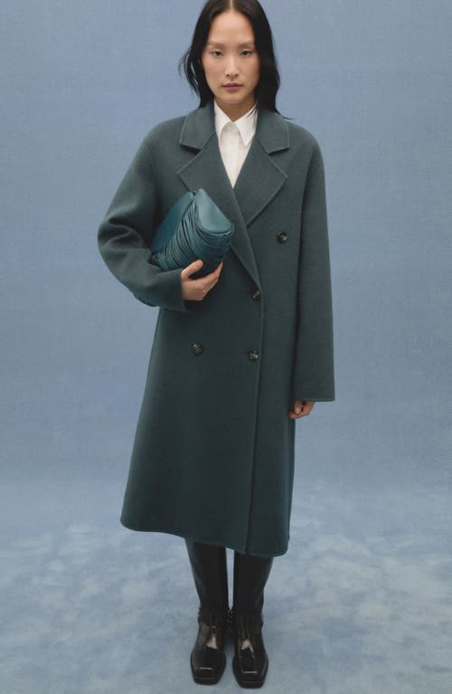 Mango Handmade Oversize Wool Blend Coat In Petrol Blue