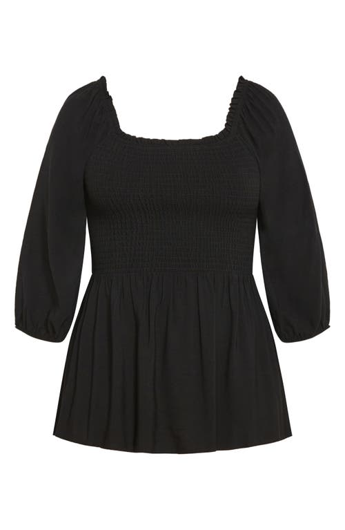 CITY CHIC CITY CHIC POPPY SMOCKED PEPLUM TOP