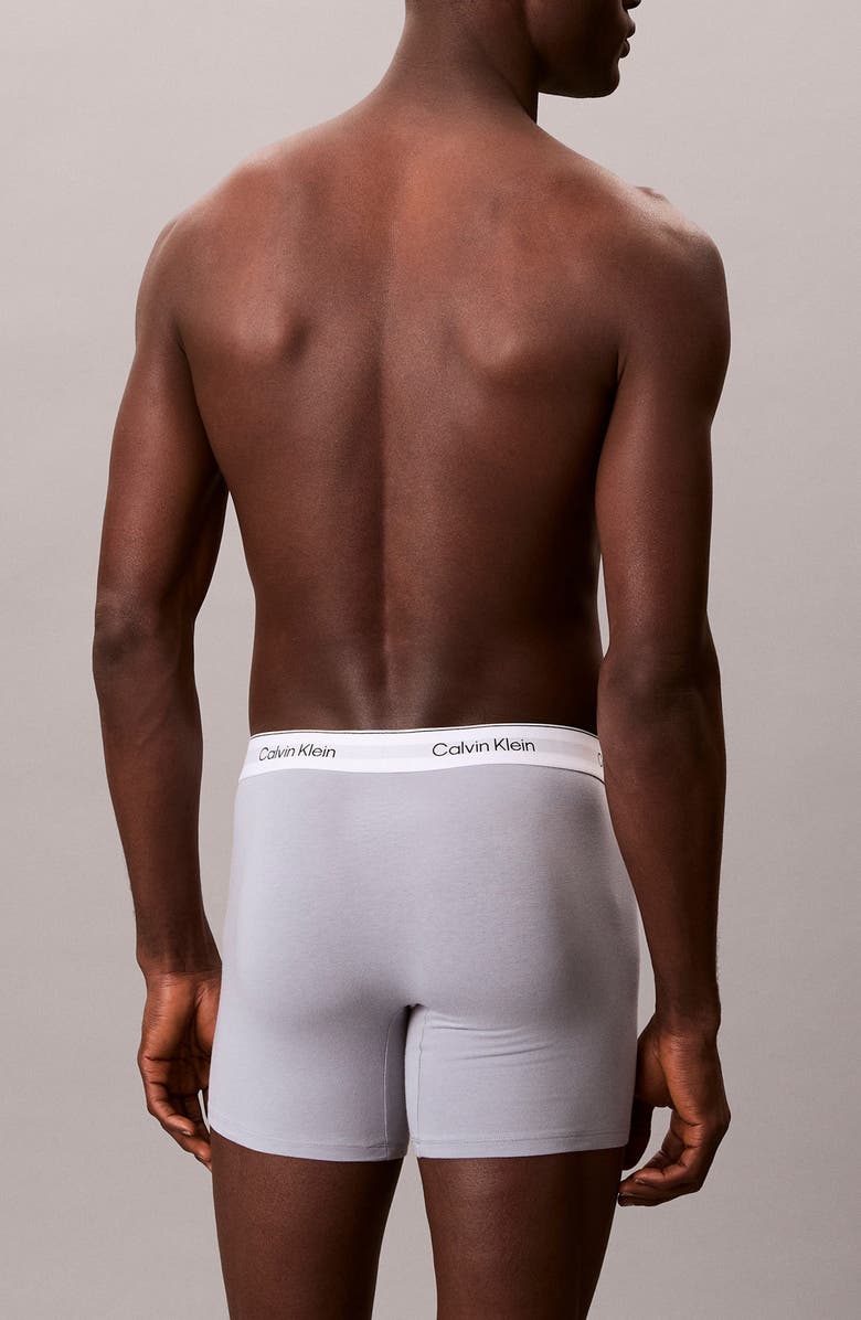 Calvin Klein Icon 3-Pack Stretch Cotton Boxer Briefs, Alternate, color, Misty Grey/ Diamond Shoreline