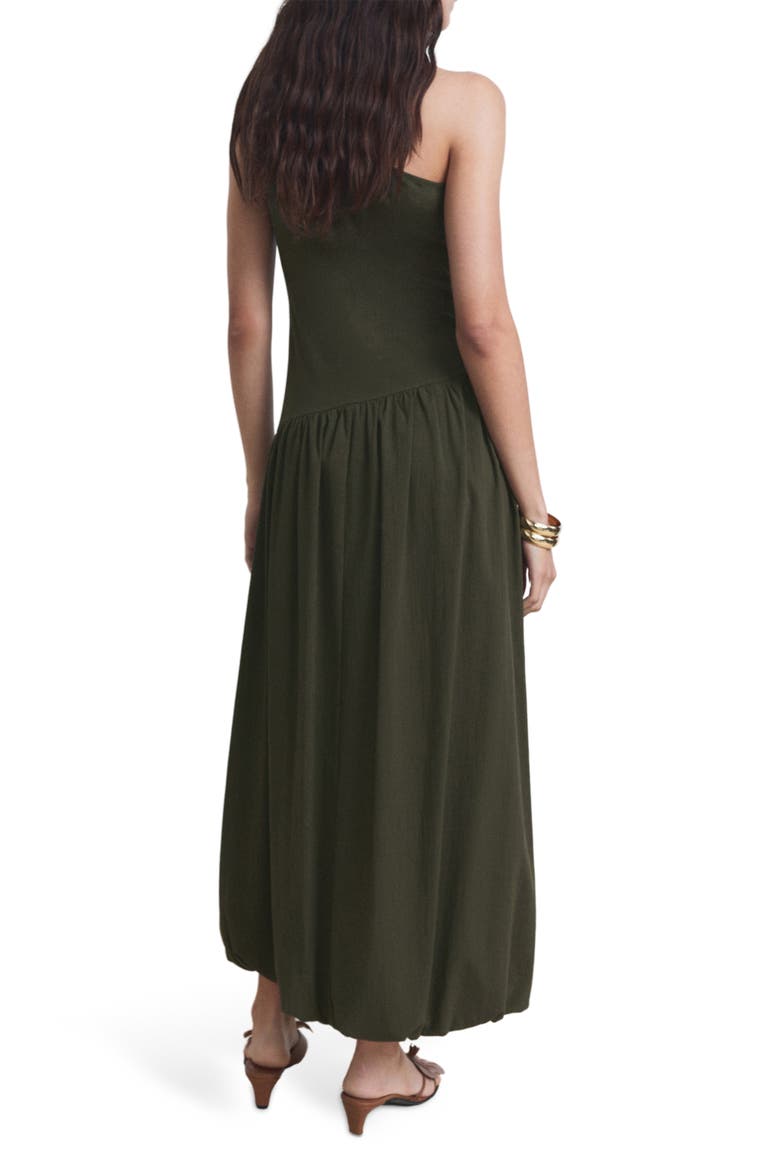 One-Shoulder Bubble Hem Midi Dress, Alternate, color, KHAKI GREEN