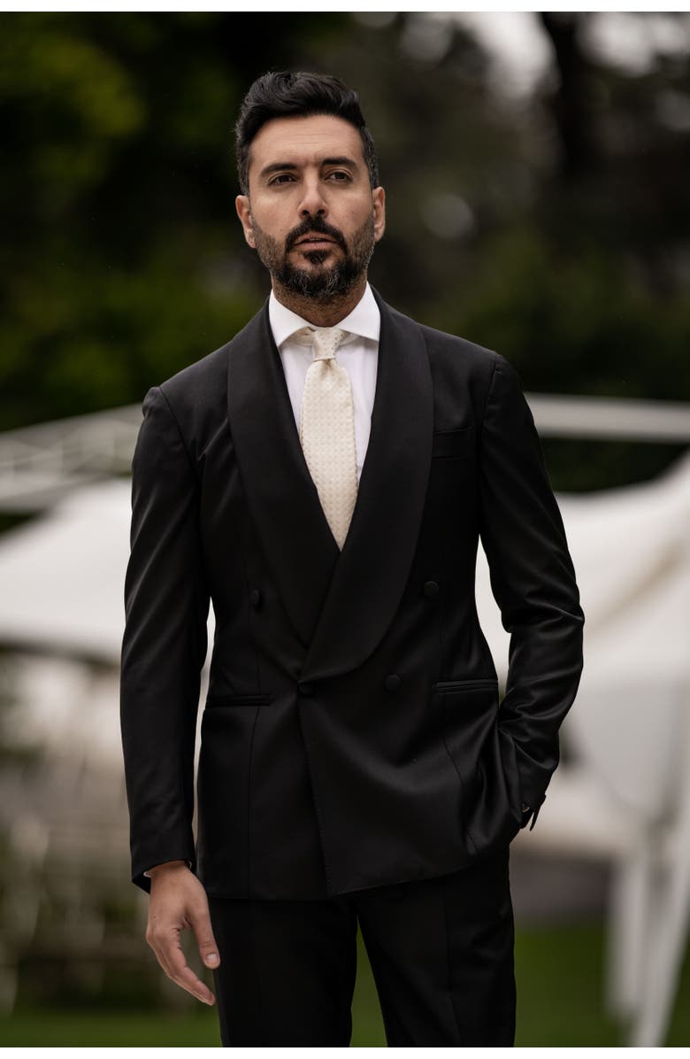 Elizabetta Barbera - Extra Long Silk Jacquard Tie for Men, Alternate, color, Champagne