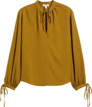 Nordstrom Long Sleeve Tie Neck Shirt