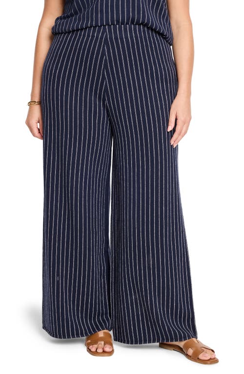 Nic + Zoe Nic+zoe Destination Stripe Wide Leg Knit Pants In Blue