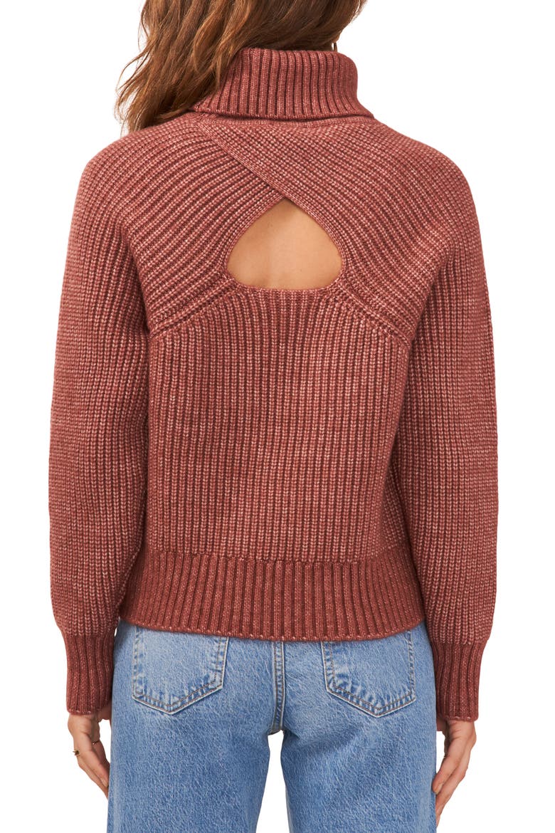 Back Cutout Turtleneck Sweater, Alternate, color, TERRA EARTH BROWN