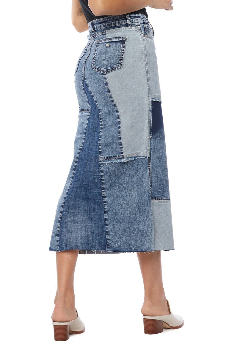 Selma Mix Patch Denim Skirt, Alternate, color, MIX BLUE