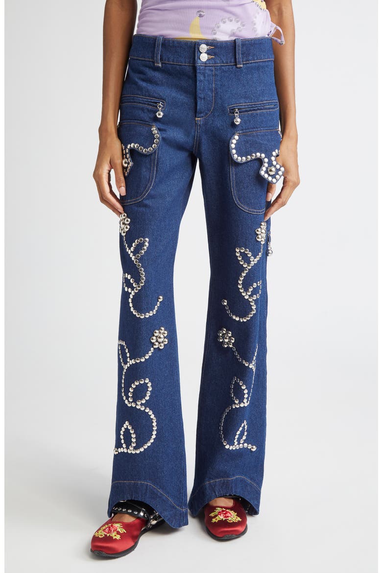 Moppy Charm Wide Leg Jeans, Main, color, BLUE