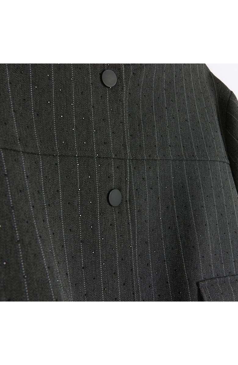 River Island Heat Seal Pinstripe Bomber Jacket, Alternate, color, Grey