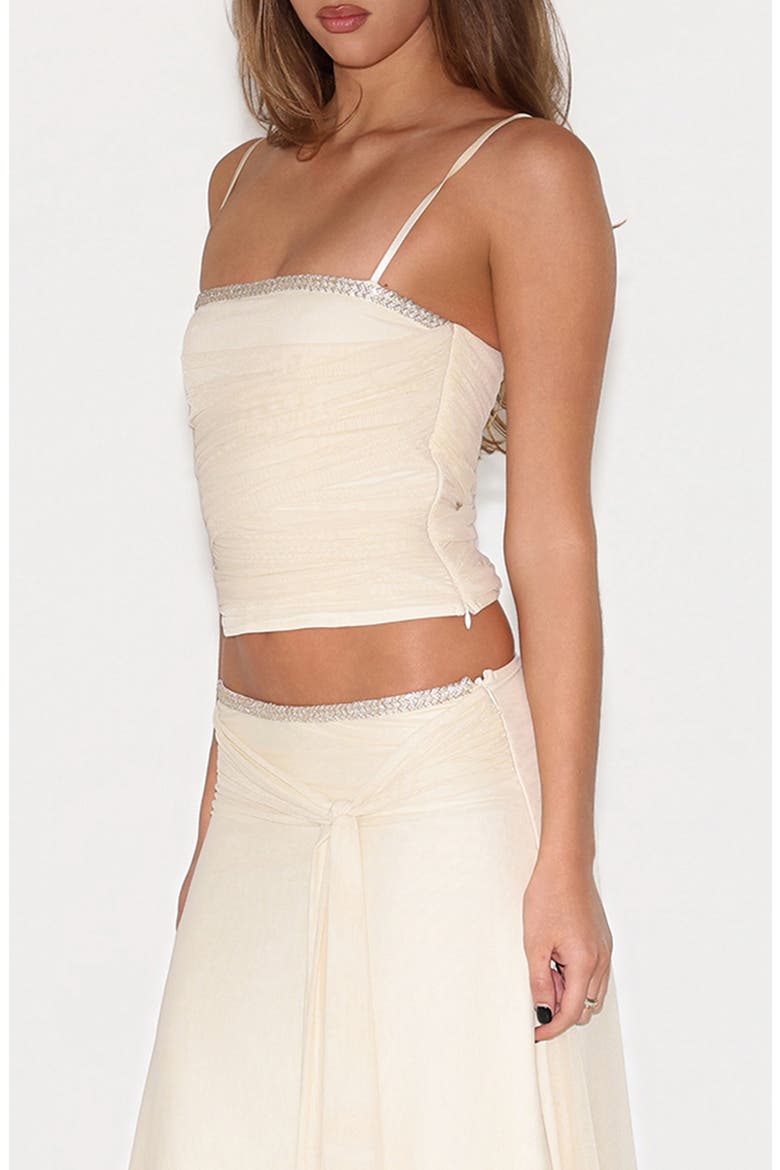 Juna Crystal Trim Mesh Camisole, Alternate, color, CREAM