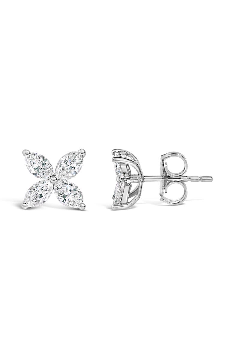 Haus of Brilliance 14K White Gold 1.0 Ct Lab Grown Marquise Diamond 8 Stone Floral Leaf Stud Earrings, Alternate, color, White