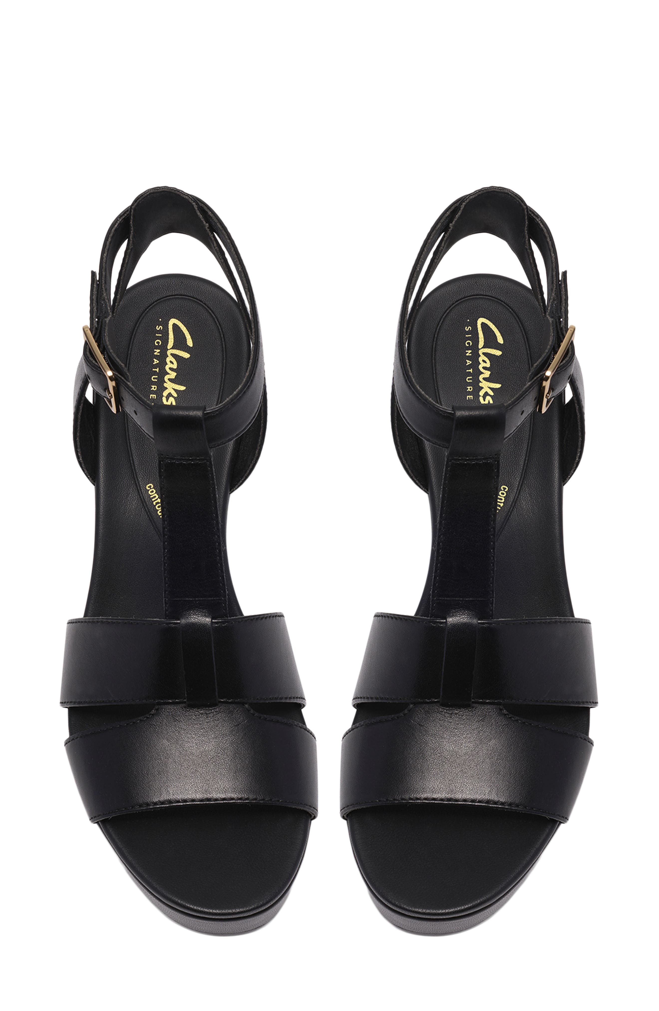 Clarks<sup>®</sup> Sabina Hope Platform Wedge Sandal, Alternate, color, Black Leather