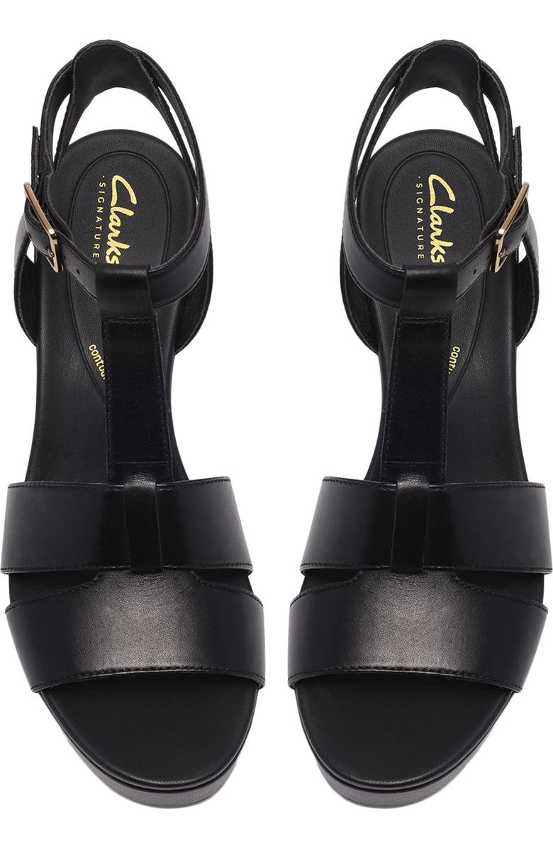 Clarks<sup>®</sup> Sabina Hope Platform Wedge Sandal, Alternate, color, Black Leather
