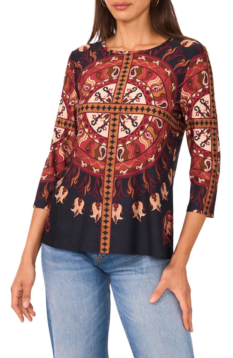 Vince Camuto Print T-Shirt, Main, color, Classic Navy