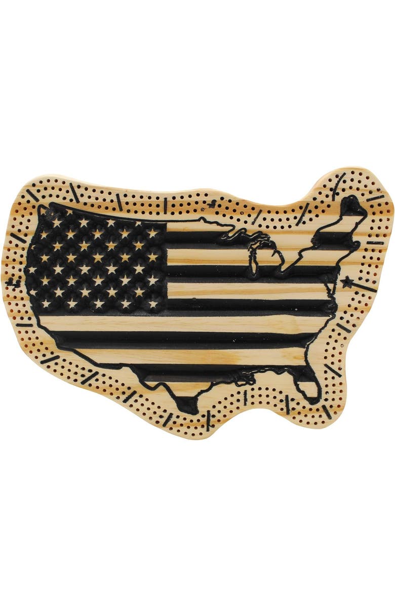 Albertville Design United States Cribbage Board Handmade And Carved, Main, color, Multicolored