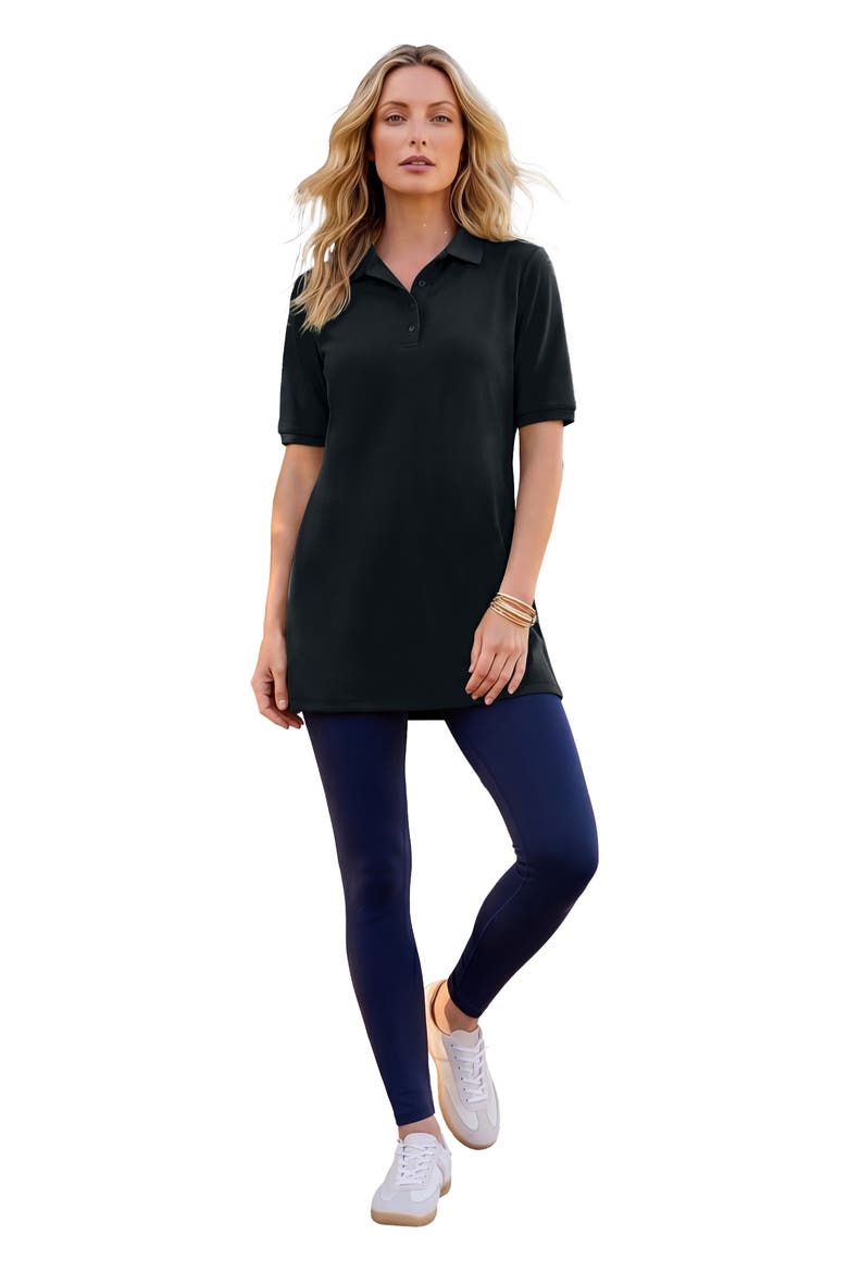 Oversized Polo Tunic, Main, color, BLACK