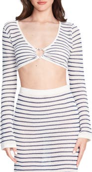 Capittana Olga Stripe Crop Cover-Up Swim Top